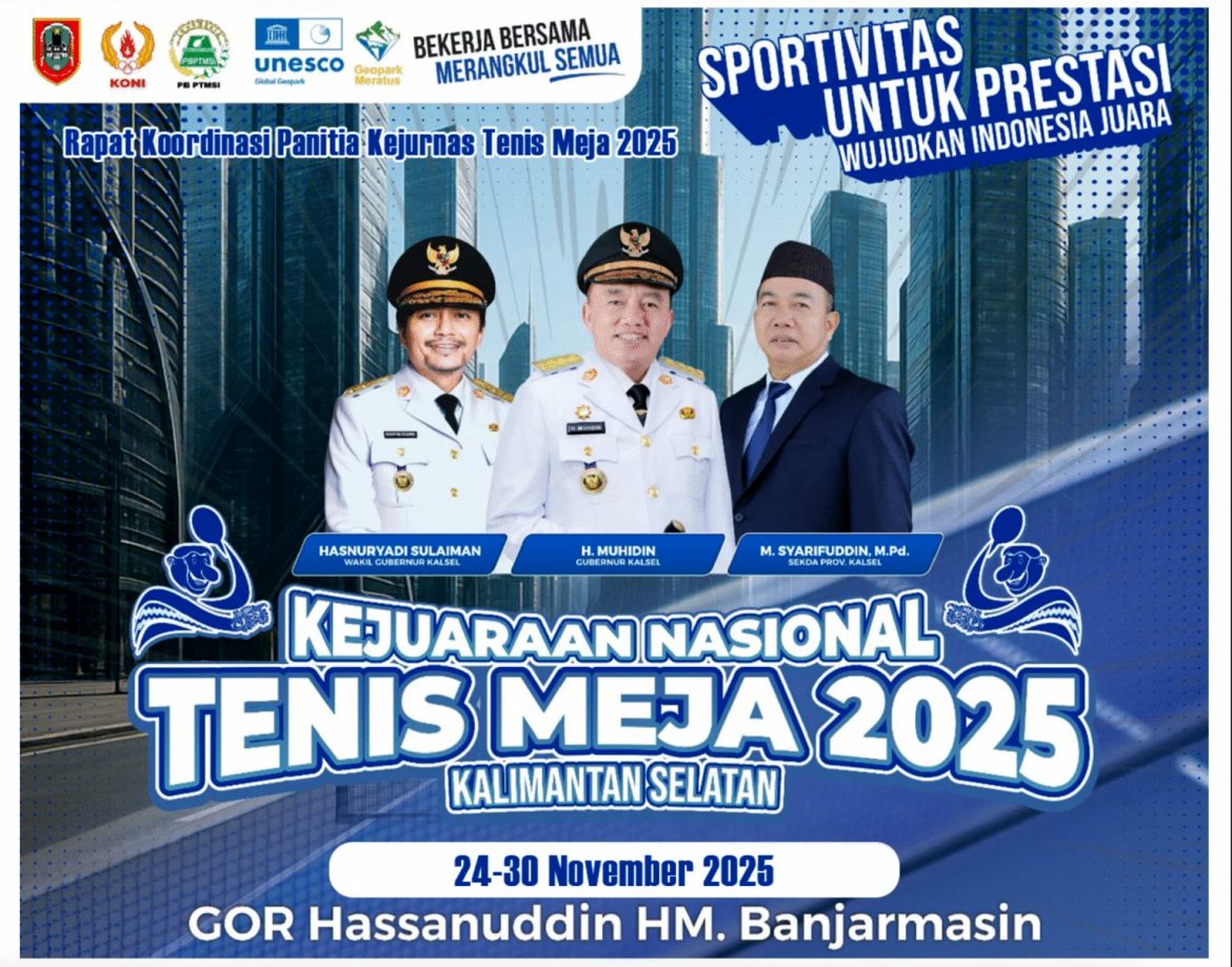 Kontingen Kalsel Tembus Peringkat 6 Nasional di Kejurnas Tenis Meja 2025