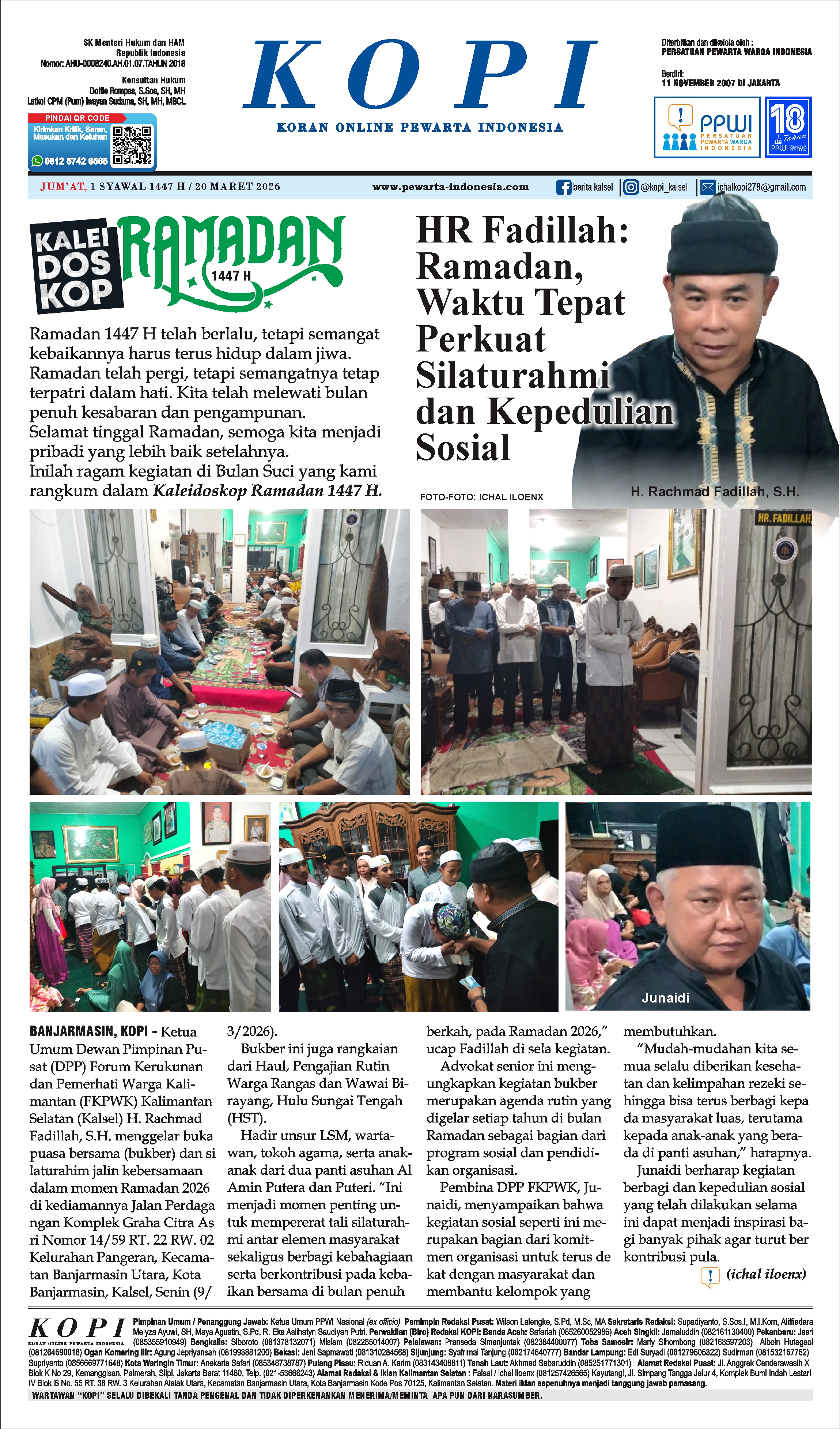 KALEIDOSKOP RAMADAN 1447 H – HR Fadillah: Ramadan, Waktu Tepat Perkuat Silaturahmi dan Kepedulian Sosial