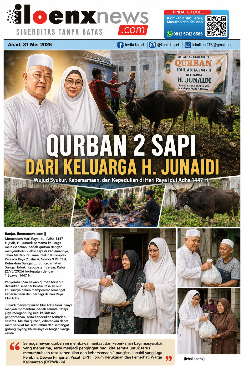 QURBAN 2 SAPI DARI KELUARGA H. JUNAIDI