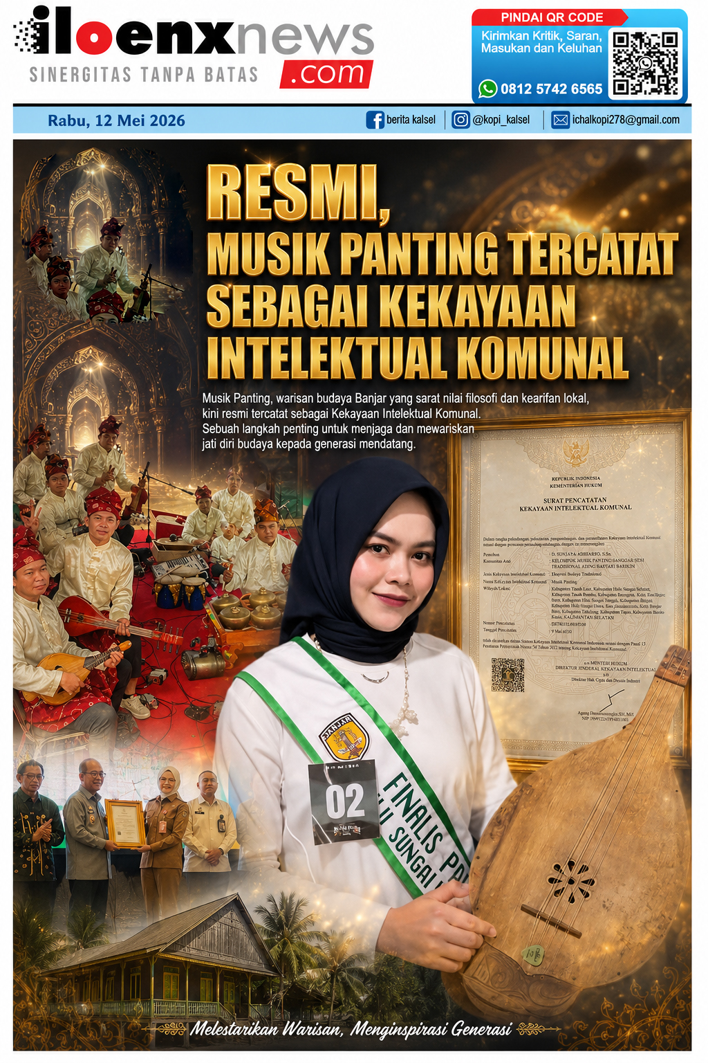 Resmi, Musik Panting Tercatat Sebagai Kekayaan Intelektual Komunal